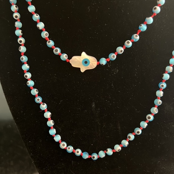 Evil eye beaded necklace multi layered handmade - Picture 2 of 3